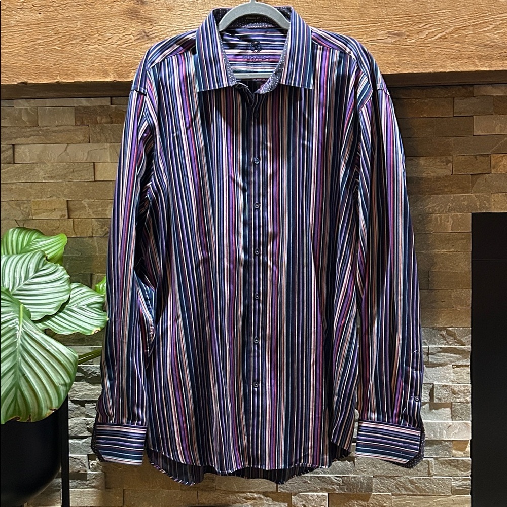 Bugatchi Uomo Striped Button Down Collared Shirt … - image 1